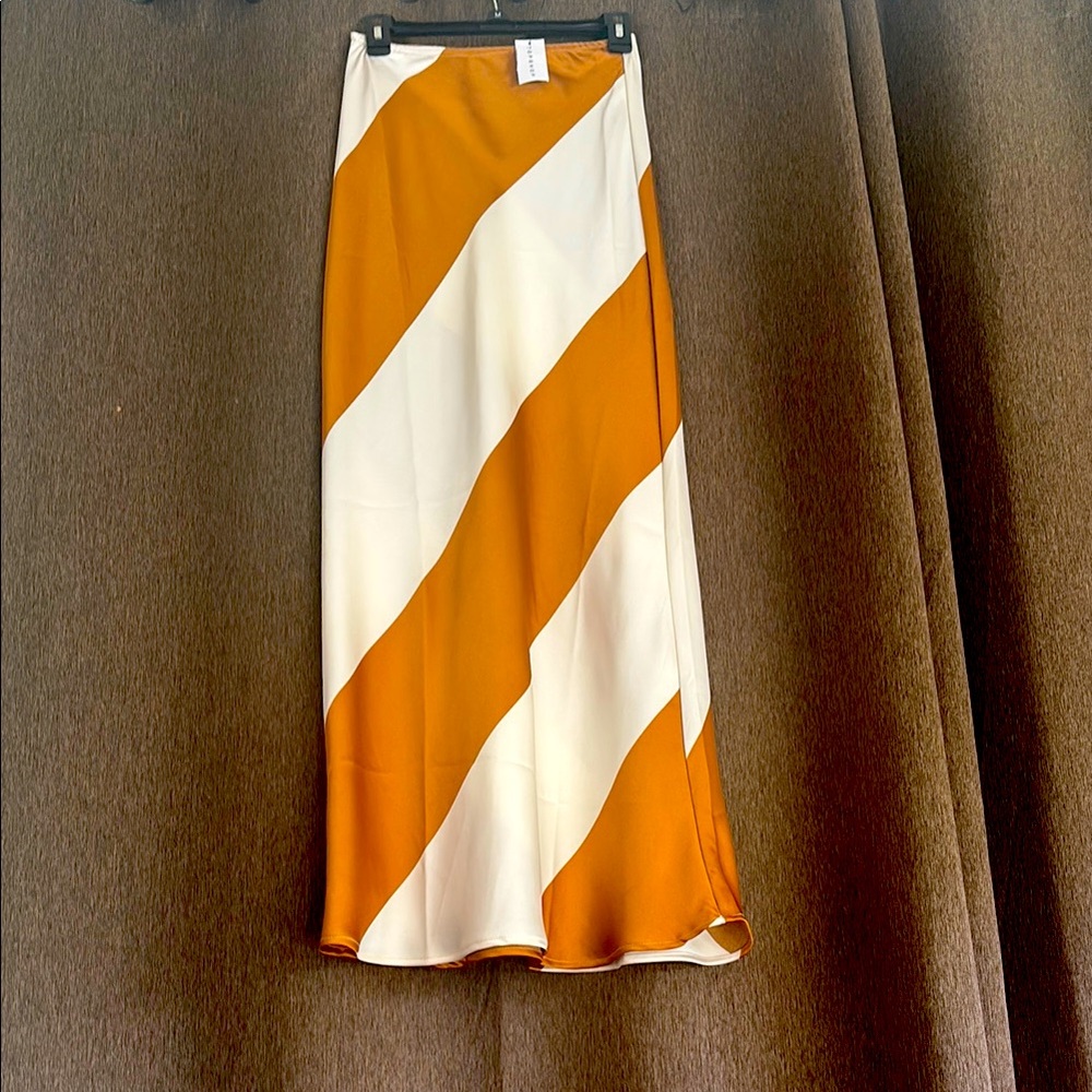 Gold and White Striped Women's Skirt